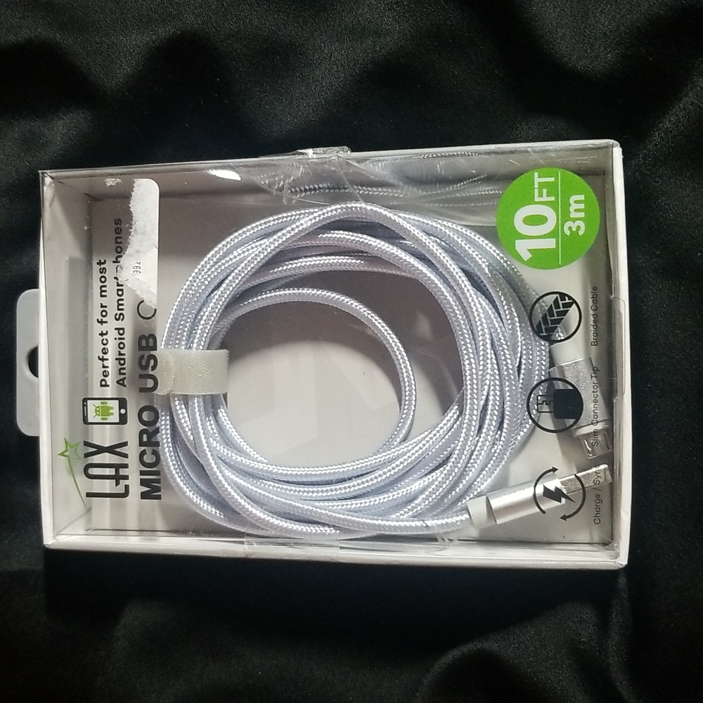 USB cable charging cord for Android smartphone Silver